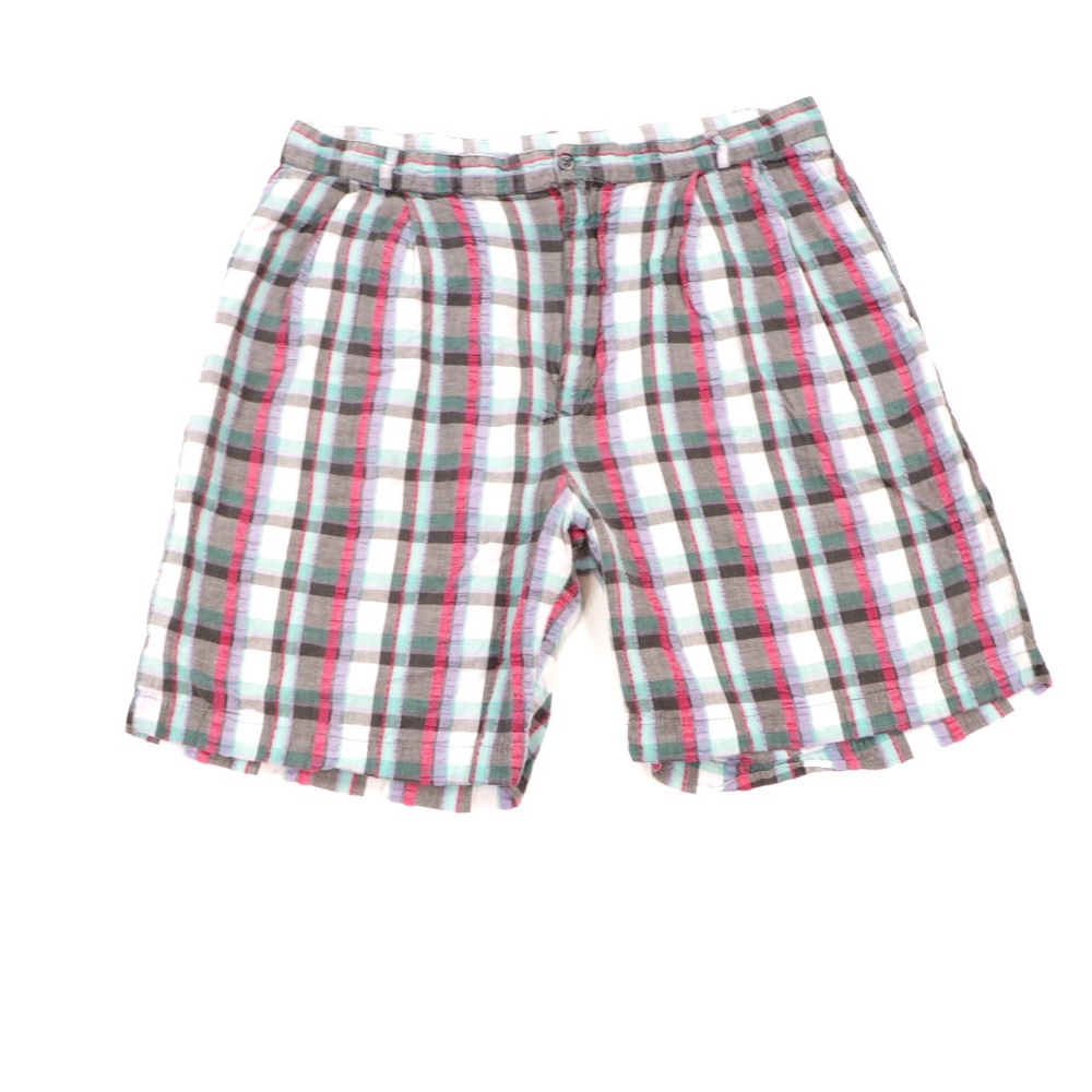 Vintage 90s IOU Streetwear Plaid Pleated Shorts